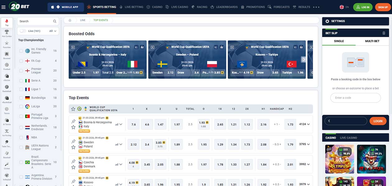 20Bet sports betting Uganda